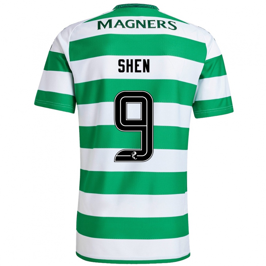 Niño Fútbol Camiseta Shen Mengyu #9 Verde Blanco 1ª Equipación 2024/25 Argentina