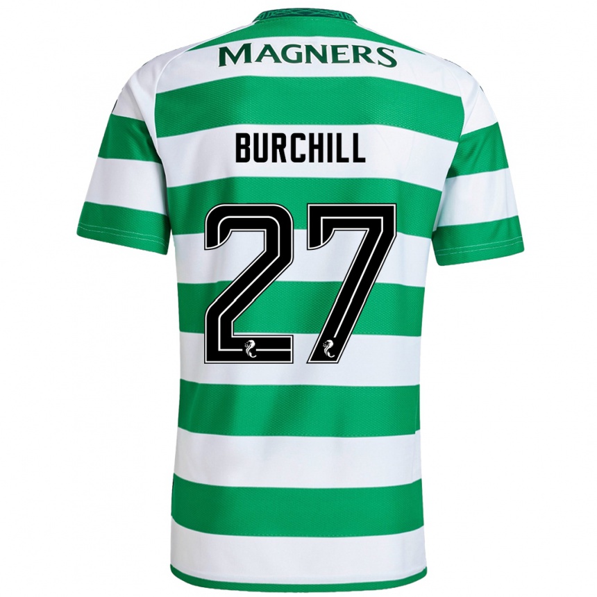 Niño Fútbol Camiseta Tiree Burchill #27 Verde Blanco 1ª Equipación 2024/25 Argentina