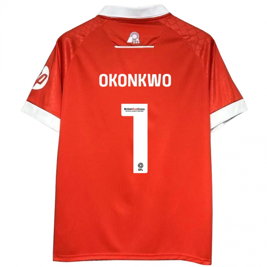 Niño Fútbol Camiseta Arthur Okonkwo #1 Rojo Blanco 1ª Equipación 2024/25 Argentina