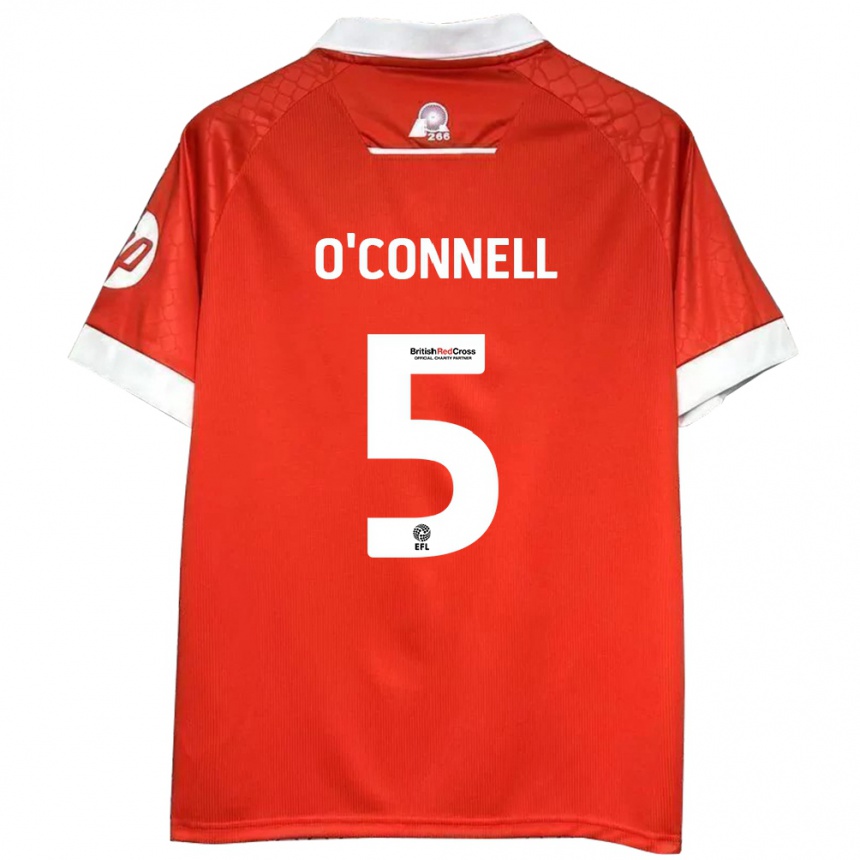 Niño Fútbol Camiseta Eoghan O'connell #5 Rojo Blanco 1ª Equipación 2024/25 Argentina