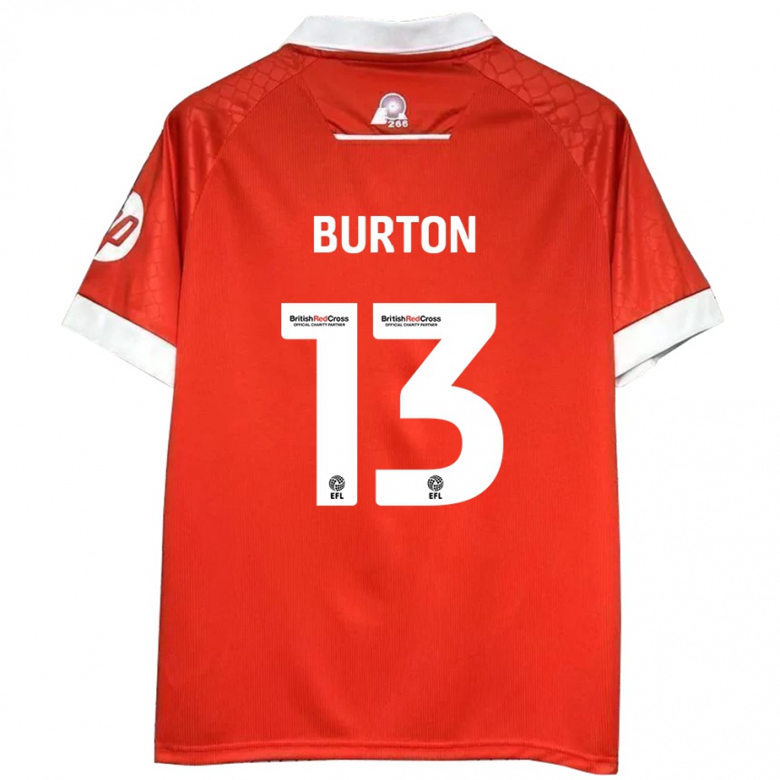 Niño Fútbol Camiseta Callum Burton #13 Rojo Blanco 1ª Equipación 2024/25 Argentina