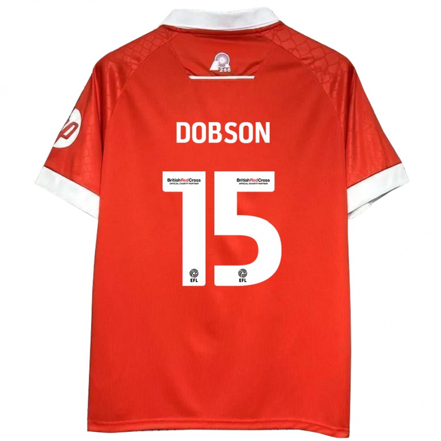 Niño Fútbol Camiseta George Dobson #15 Rojo Blanco 1ª Equipación 2024/25 Argentina