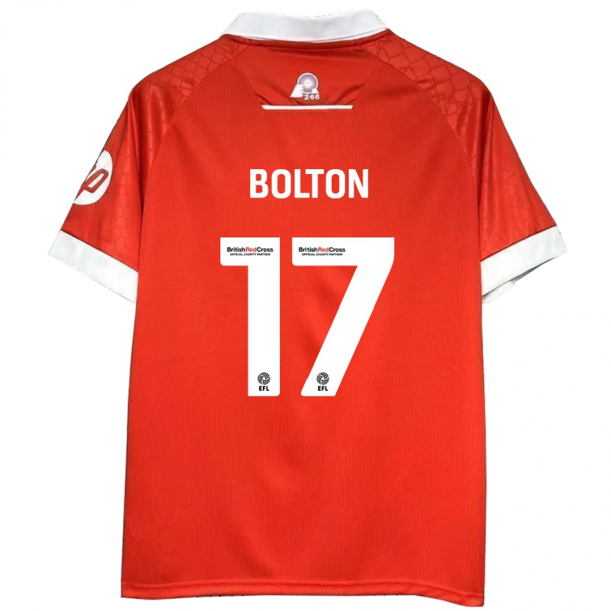 Niño Fútbol Camiseta Luke Bolton #17 Rojo Blanco 1ª Equipación 2024/25 Argentina