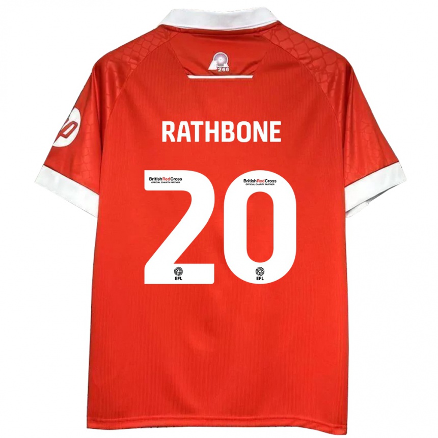 Niño Fútbol Camiseta Ollie Rathbone #20 Rojo Blanco 1ª Equipación 2024/25 Argentina