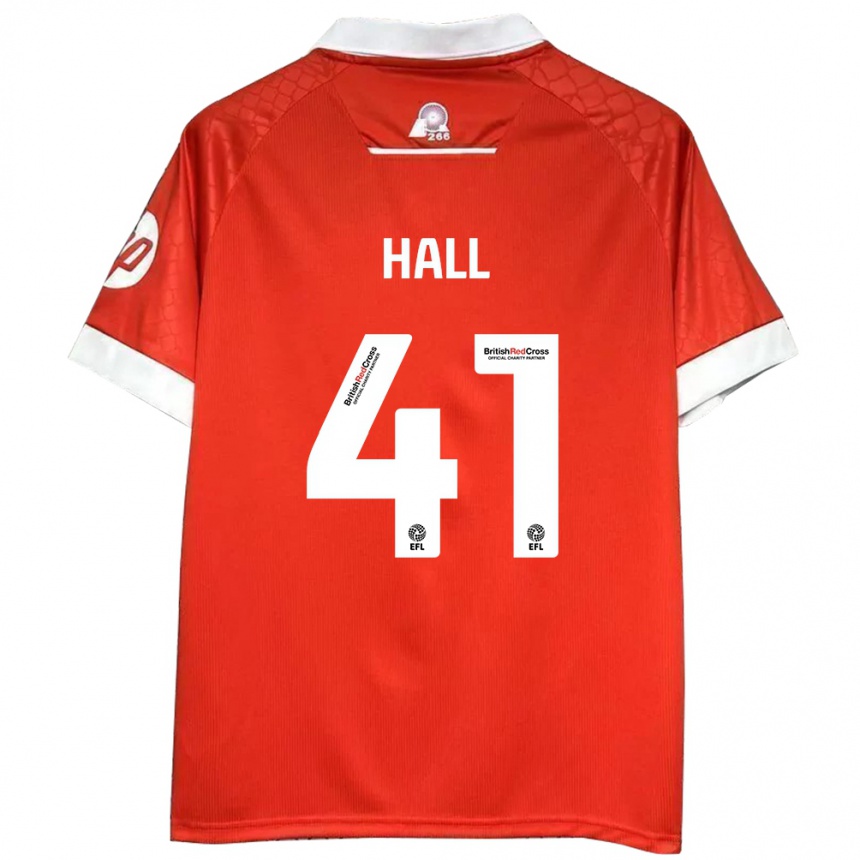 Niño Fútbol Camiseta Liam Hall #41 Rojo Blanco 1ª Equipación 2024/25 Argentina