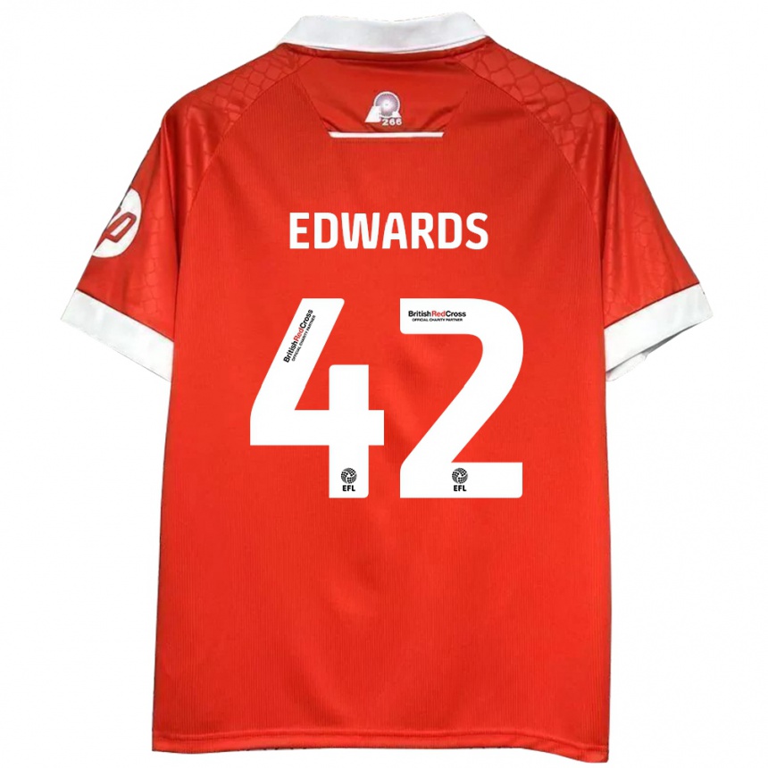 Niño Fútbol Camiseta Callum Edwards #42 Rojo Blanco 1ª Equipación 2024/25 Argentina