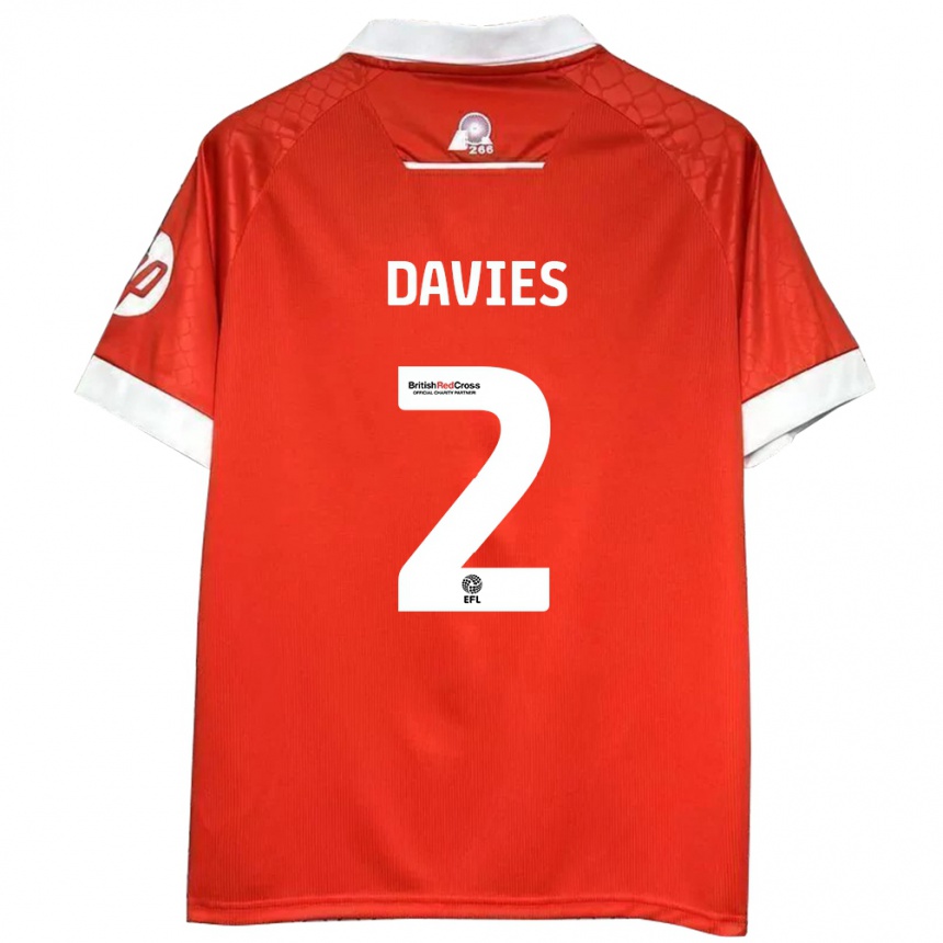 Niño Fútbol Camiseta Phoebe Davies #2 Rojo Blanco 1ª Equipación 2024/25 Argentina