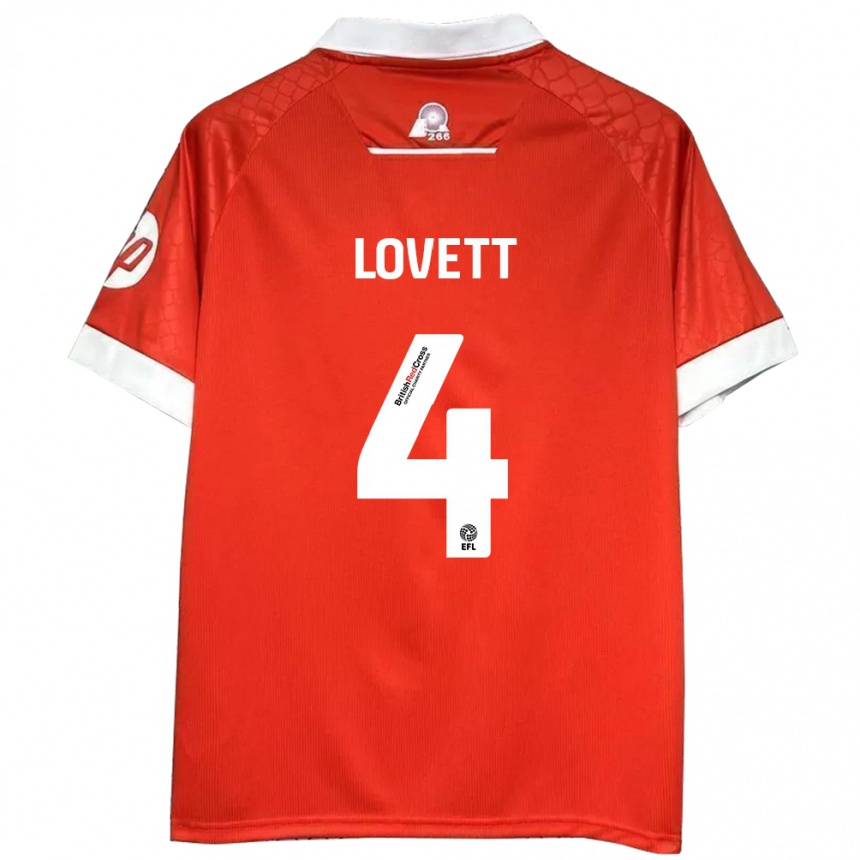 Niño Fútbol Camiseta Erin Lovett #4 Rojo Blanco 1ª Equipación 2024/25 Argentina