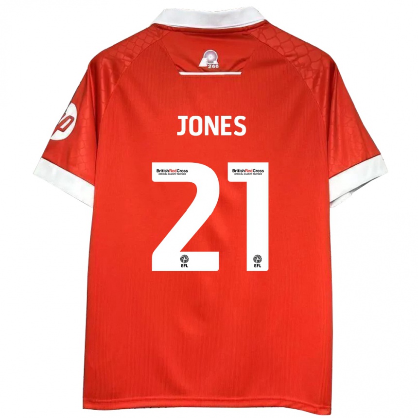 Niño Fútbol Camiseta Lili Jones #21 Rojo Blanco 1ª Equipación 2024/25 Argentina