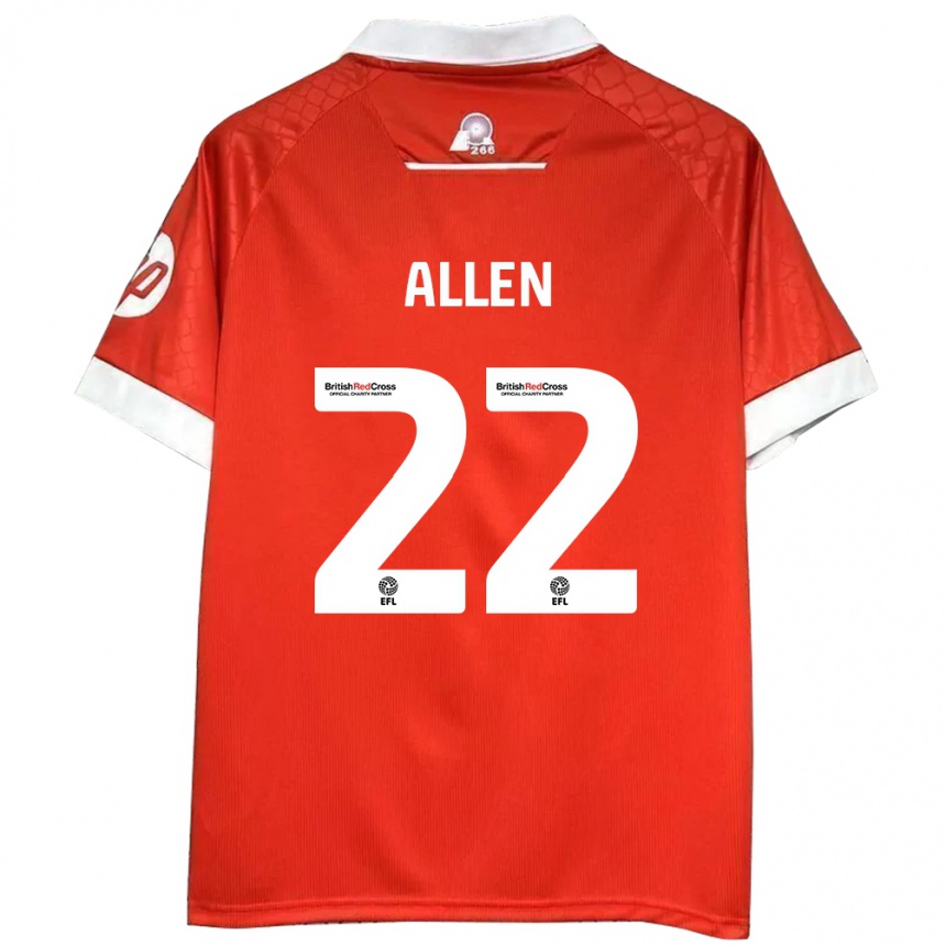 Niño Fútbol Camiseta Keren Allen #22 Rojo Blanco 1ª Equipación 2024/25 Argentina