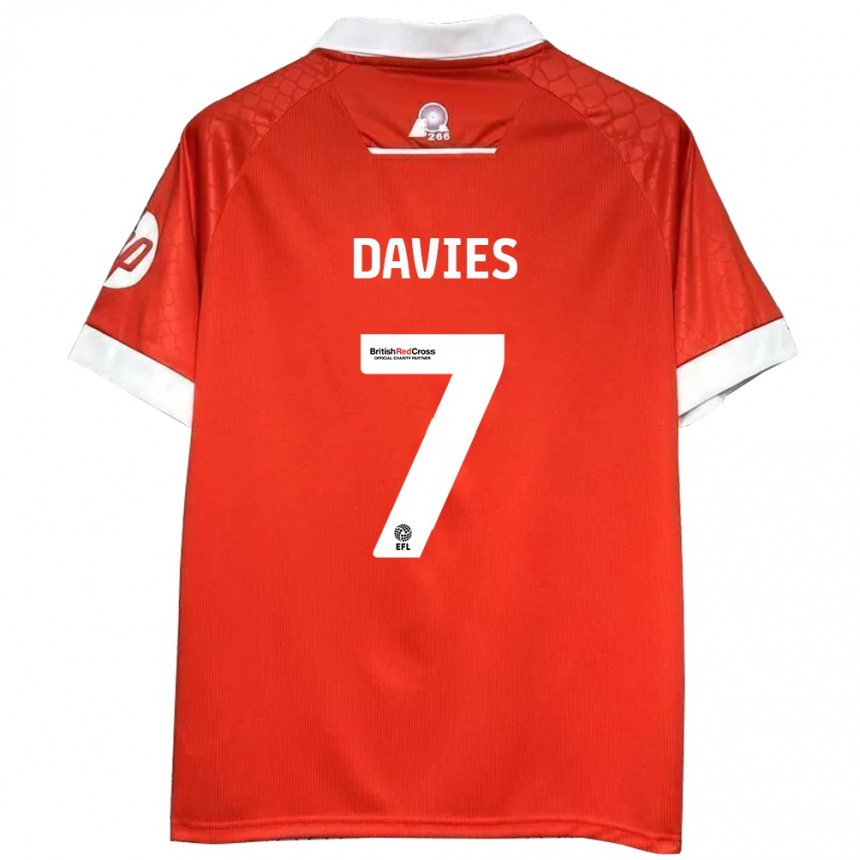 Niño Fútbol Camiseta Jordan Davies #7 Rojo Blanco 1ª Equipación 2024/25 Argentina