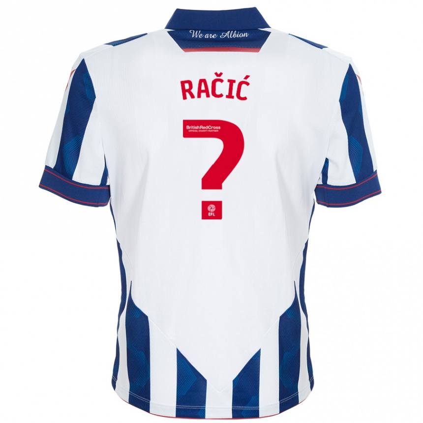 Niño Fútbol Camiseta Uroš Račić #0 Blanco Azul Oscuro 1ª Equipación 2024/25 Argentina