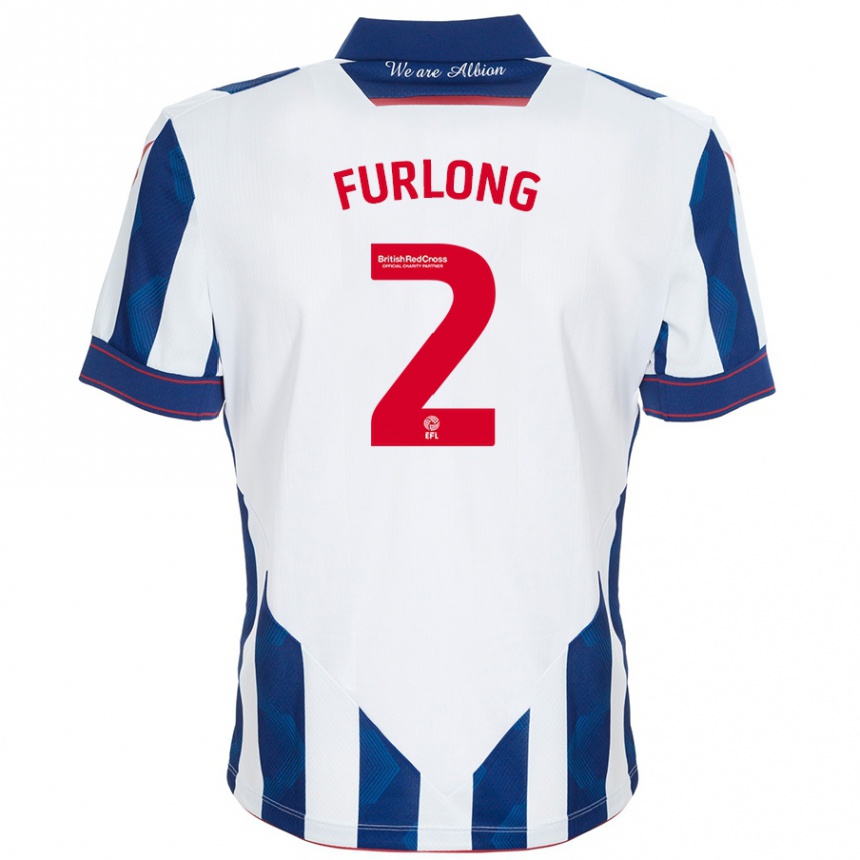 Niño Fútbol Camiseta Darnell Furlong #2 Blanco Azul Oscuro 1ª Equipación 2024/25 Argentina