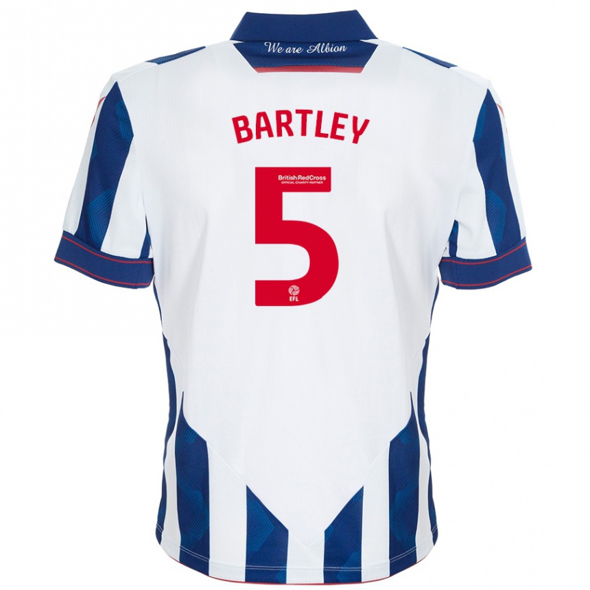 Niño Fútbol Camiseta Kyle Bartley #5 Blanco Azul Oscuro 1ª Equipación 2024/25 Argentina