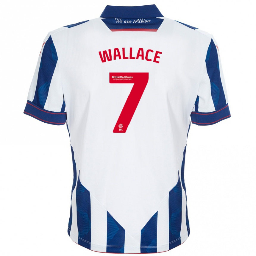 Niño Fútbol Camiseta Jed Wallace #7 Blanco Azul Oscuro 1ª Equipación 2024/25 Argentina