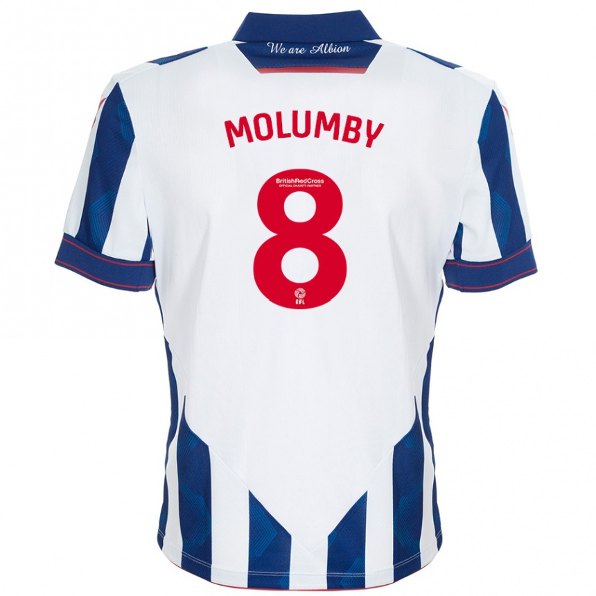 Niño Fútbol Camiseta Jayson Molumby #8 Blanco Azul Oscuro 1ª Equipación 2024/25 Argentina