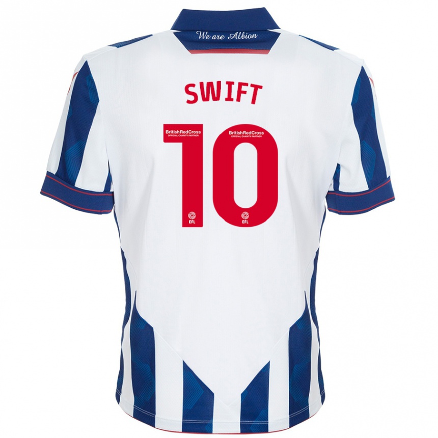 Niño Fútbol Camiseta John Swift #10 Blanco Azul Oscuro 1ª Equipación 2024/25 Argentina