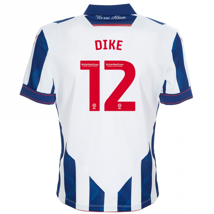 Niño Fútbol Camiseta Daryl Dike #12 Blanco Azul Oscuro 1ª Equipación 2024/25 Argentina