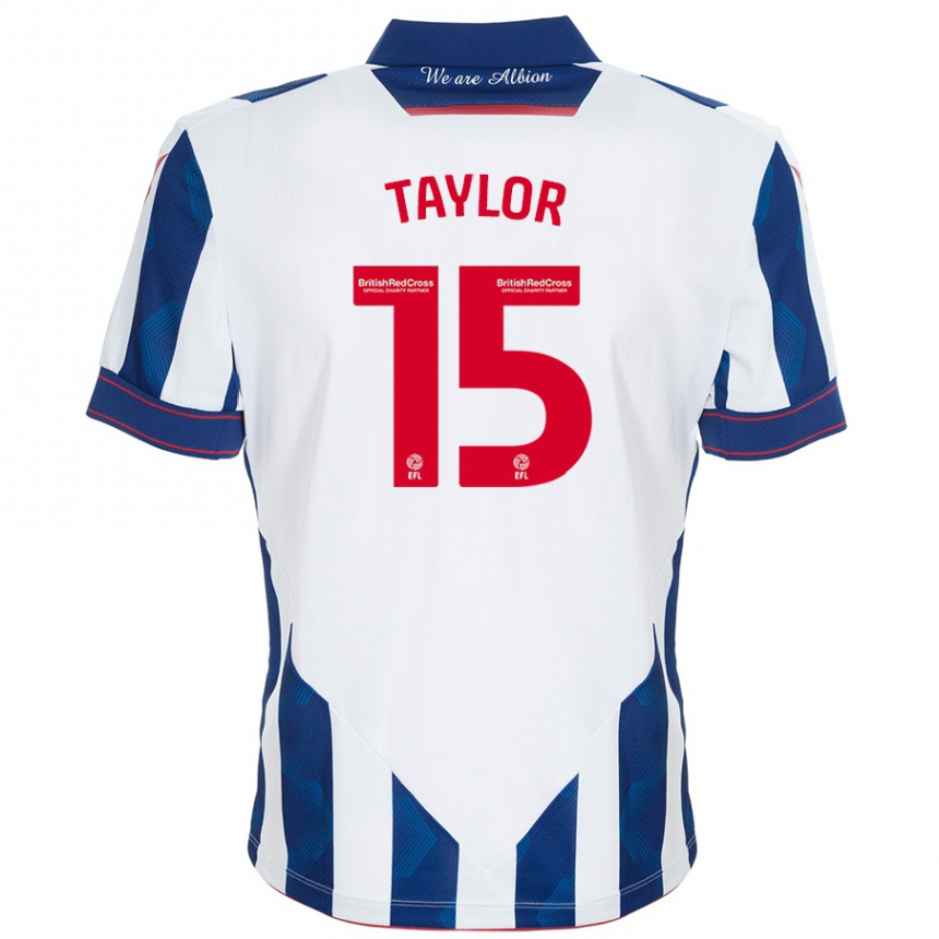 Niño Fútbol Camiseta Caleb Taylor #15 Blanco Azul Oscuro 1ª Equipación 2024/25 Argentina