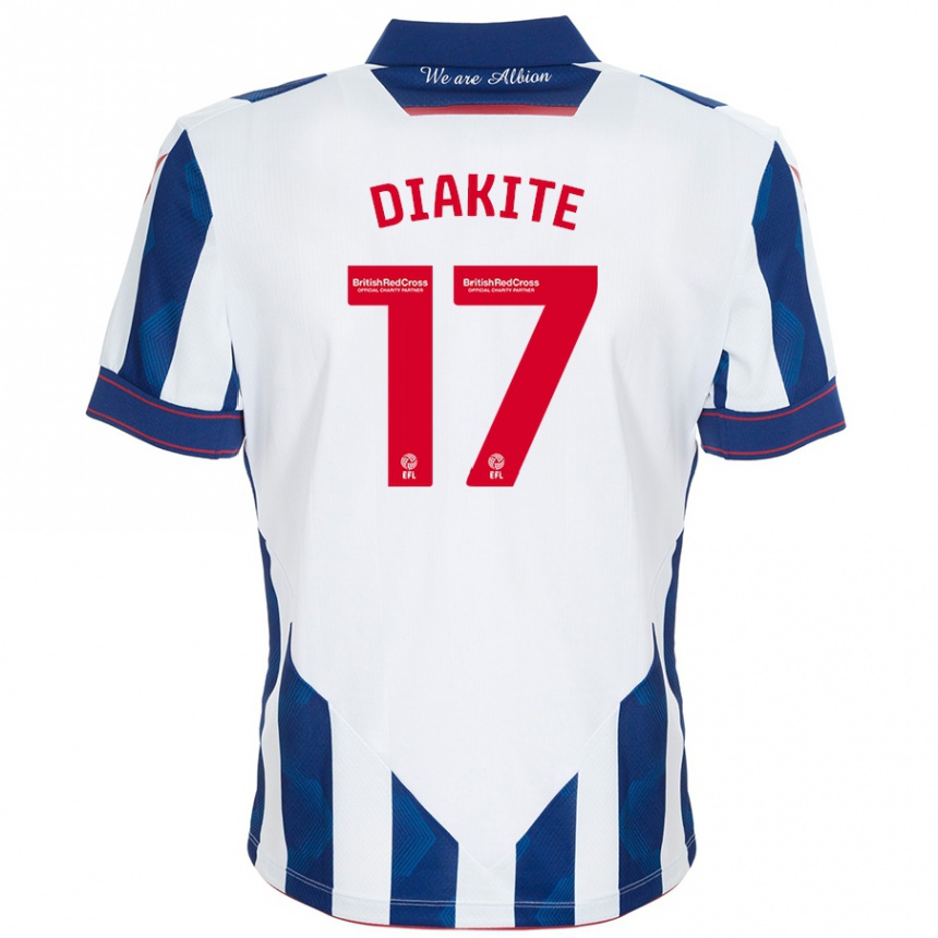 Niño Fútbol Camiseta Ousmane Diakité #17 Blanco Azul Oscuro 1ª Equipación 2024/25 Argentina