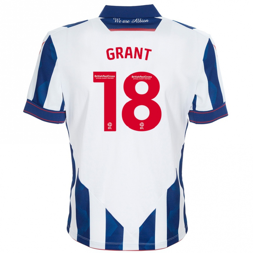 Niño Fútbol Camiseta Karlan Grant #18 Blanco Azul Oscuro 1ª Equipación 2024/25 Argentina