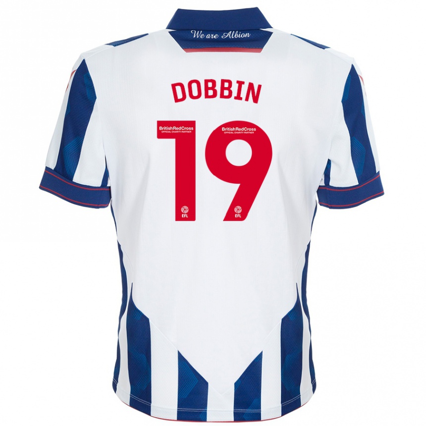 Niño Fútbol Camiseta Lewis Dobbin #19 Blanco Azul Oscuro 1ª Equipación 2024/25 Argentina