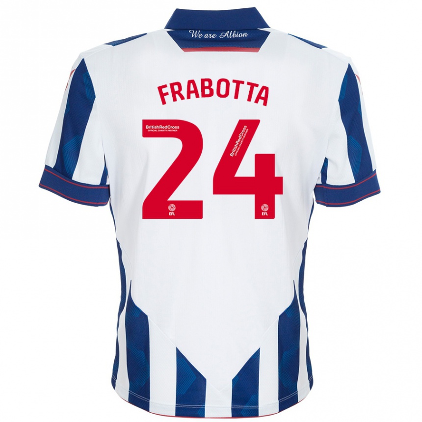 Niño Fútbol Camiseta Gianluca Frabotta #24 Blanco Azul Oscuro 1ª Equipación 2024/25 Argentina