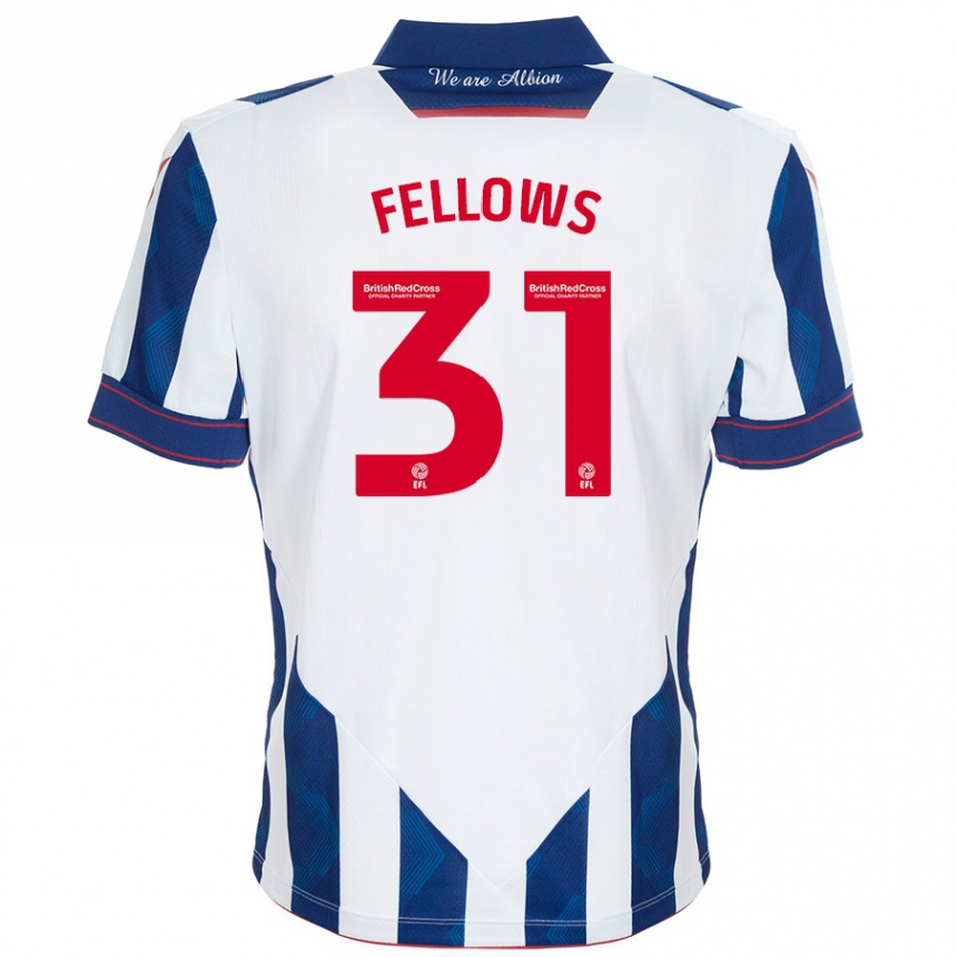 Niño Fútbol Camiseta Tom Fellows #31 Blanco Azul Oscuro 1ª Equipación 2024/25 Argentina