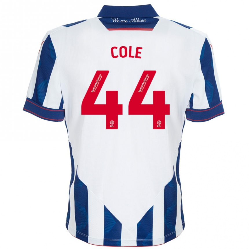 Niño Fútbol Camiseta Devante Cole #44 Blanco Azul Oscuro 1ª Equipación 2024/25 Argentina