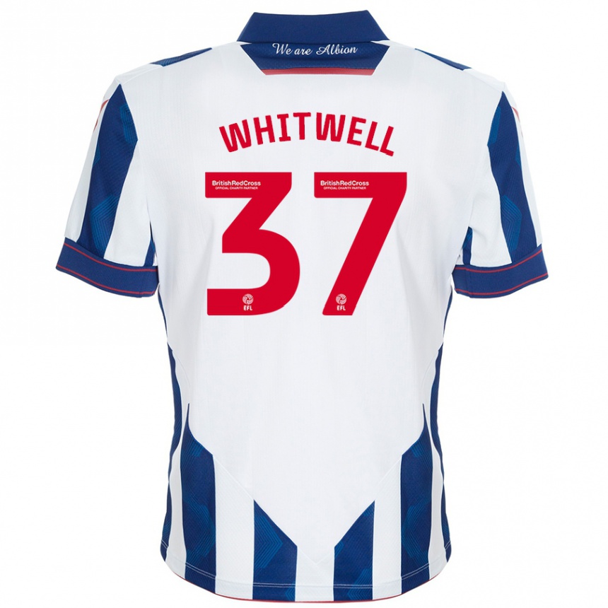 Niño Fútbol Camiseta Harry Whitwell #37 Blanco Azul Oscuro 1ª Equipación 2024/25 Argentina