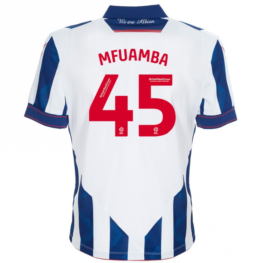 Niño Fútbol Camiseta Kevin Mfuamba #45 Blanco Azul Oscuro 1ª Equipación 2024/25 Argentina