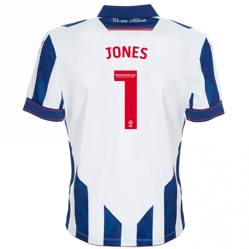 Niño Fútbol Camiseta Lucy Jones #1 Blanco Azul Oscuro 1ª Equipación 2024/25 Argentina