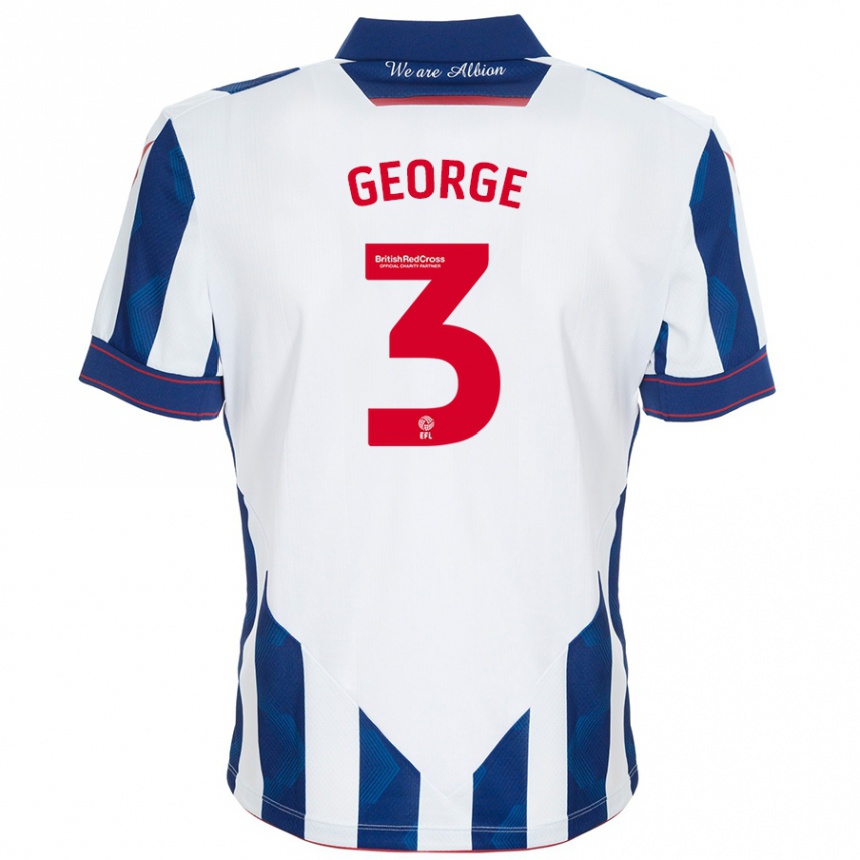 Niño Fútbol Camiseta Hannah George #3 Blanco Azul Oscuro 1ª Equipación 2024/25 Argentina