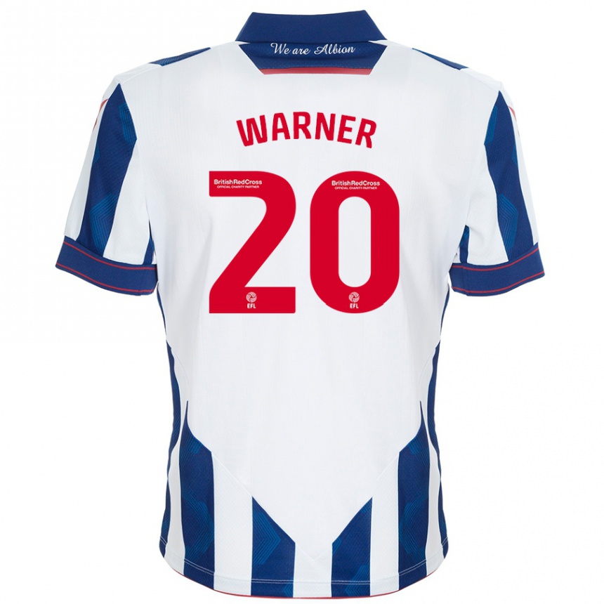 Niño Fútbol Camiseta Phoebe Warner #20 Blanco Azul Oscuro 1ª Equipación 2024/25 Argentina