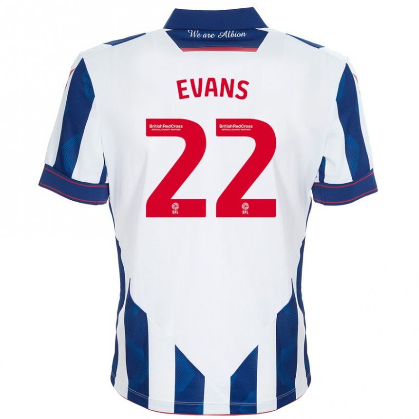 Niño Fútbol Camiseta Kate Evans #22 Blanco Azul Oscuro 1ª Equipación 2024/25 Argentina