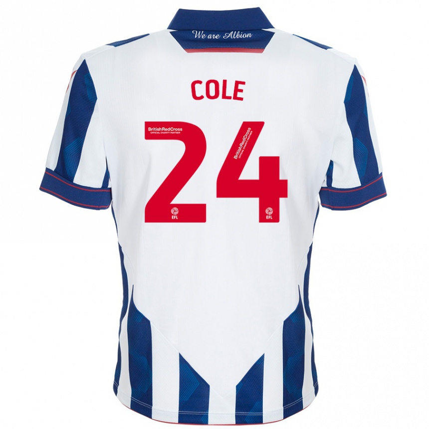 Niño Fútbol Camiseta Delphi Cole #24 Blanco Azul Oscuro 1ª Equipación 2024/25 Argentina