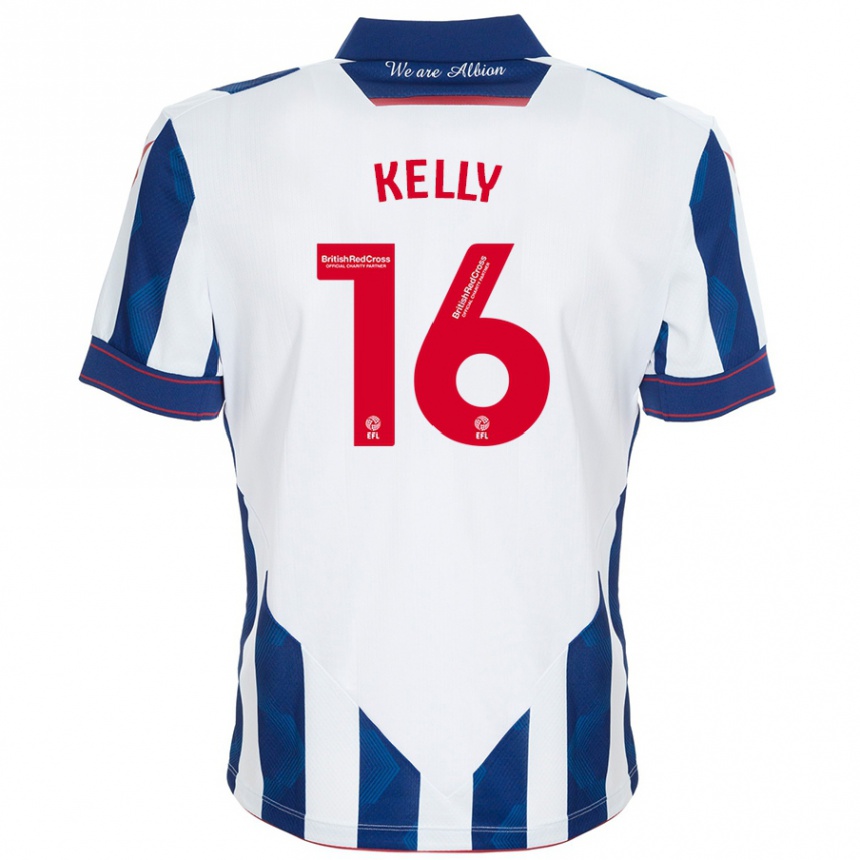 Niño Fútbol Camiseta Martin Kelly #16 Blanco Azul Oscuro 1ª Equipación 2024/25 Argentina