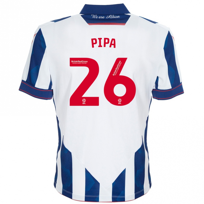 Niño Fútbol Camiseta Pipa #26 Blanco Azul Oscuro 1ª Equipación 2024/25 Argentina