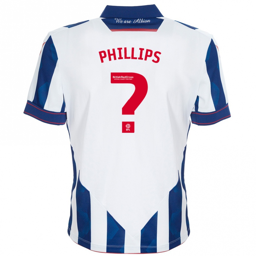 Niño Fútbol Camiseta Narel Phillips #0 Blanco Azul Oscuro 1ª Equipación 2024/25 Argentina