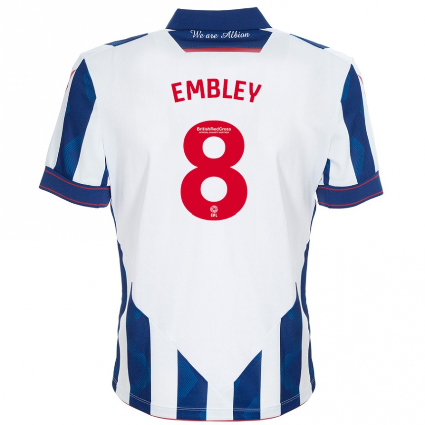 Niño Fútbol Camiseta Rosie Embley #8 Blanco Azul Oscuro 1ª Equipación 2024/25 Argentina