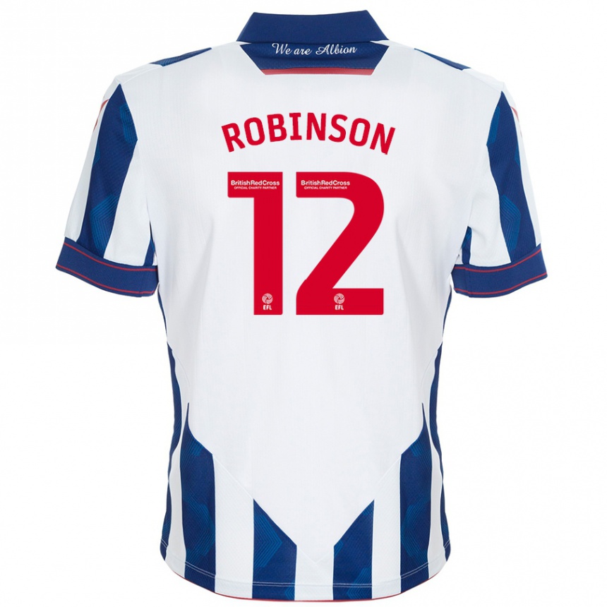 Niño Fútbol Camiseta Leanne Robinson #12 Blanco Azul Oscuro 1ª Equipación 2024/25 Argentina