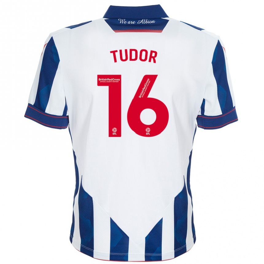 Niño Fútbol Camiseta Sophie Tudor #16 Blanco Azul Oscuro 1ª Equipación 2024/25 Argentina