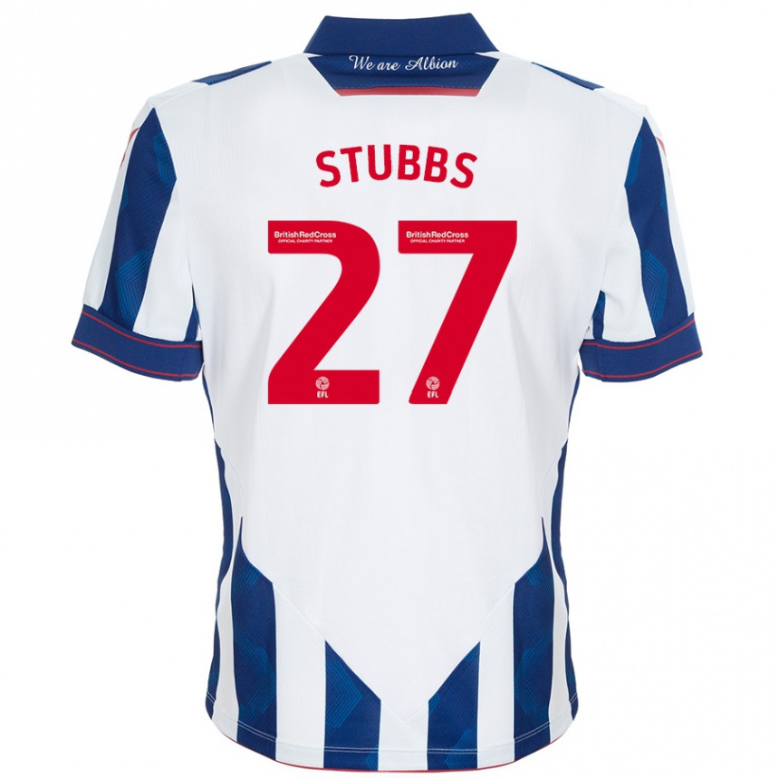 Niño Fútbol Camiseta Olivia Stubbs #27 Blanco Azul Oscuro 1ª Equipación 2024/25 Argentina