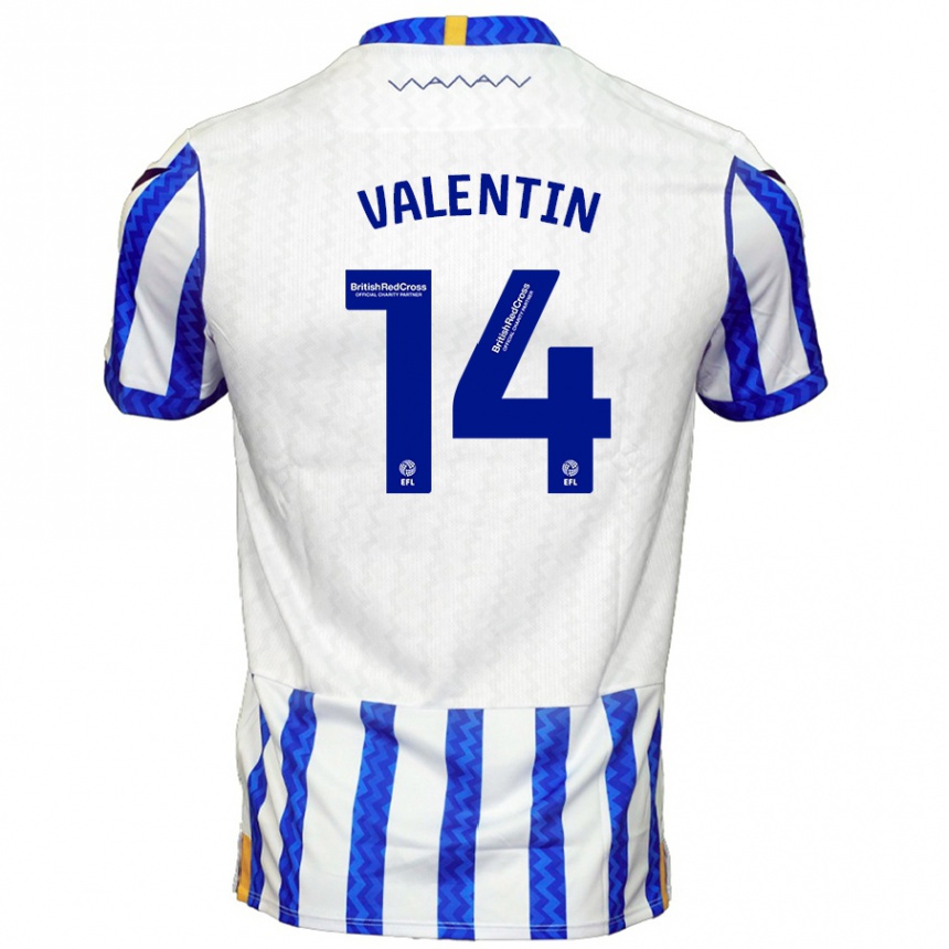 Niño Fútbol Camiseta Pol Valentín #14 Azul Blanco 1ª Equipación 2024/25 Argentina