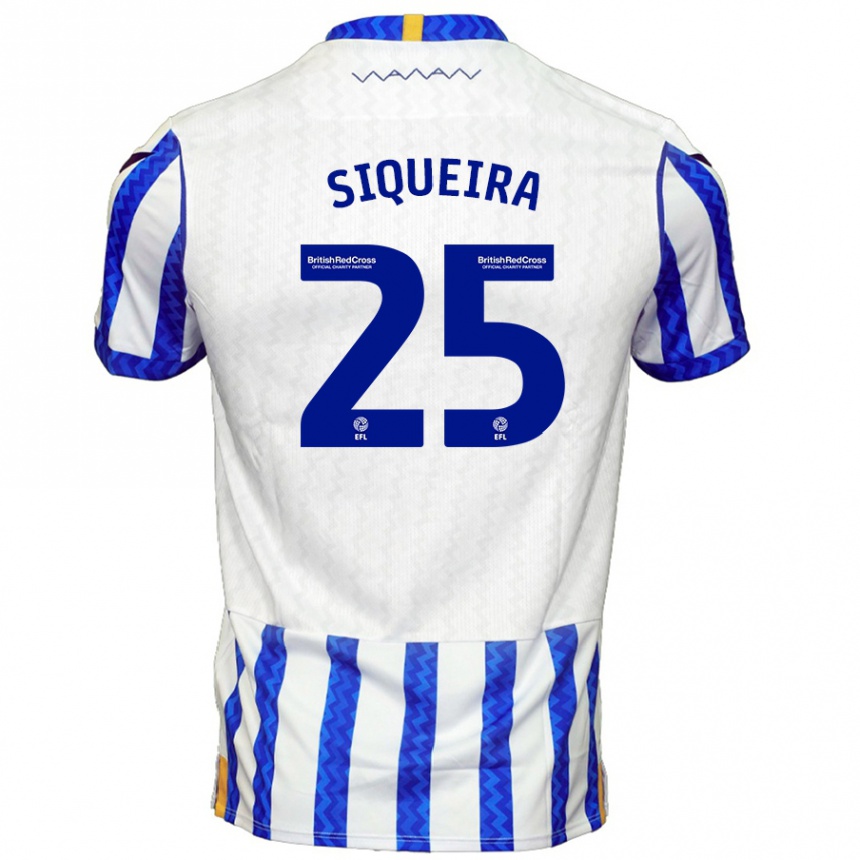 Niño Fútbol Camiseta Guilherme Siqueira #25 Azul Blanco 1ª Equipación 2024/25 Argentina