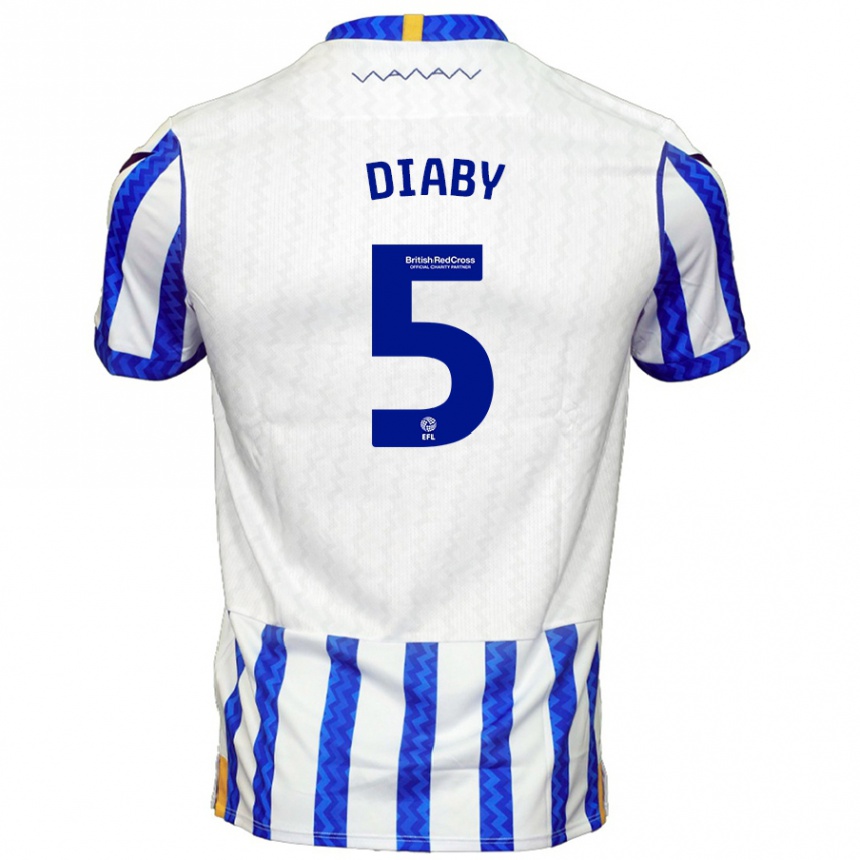 Niño Fútbol Camiseta Bambo Diaby #5 Azul Blanco 1ª Equipación 2024/25 Argentina