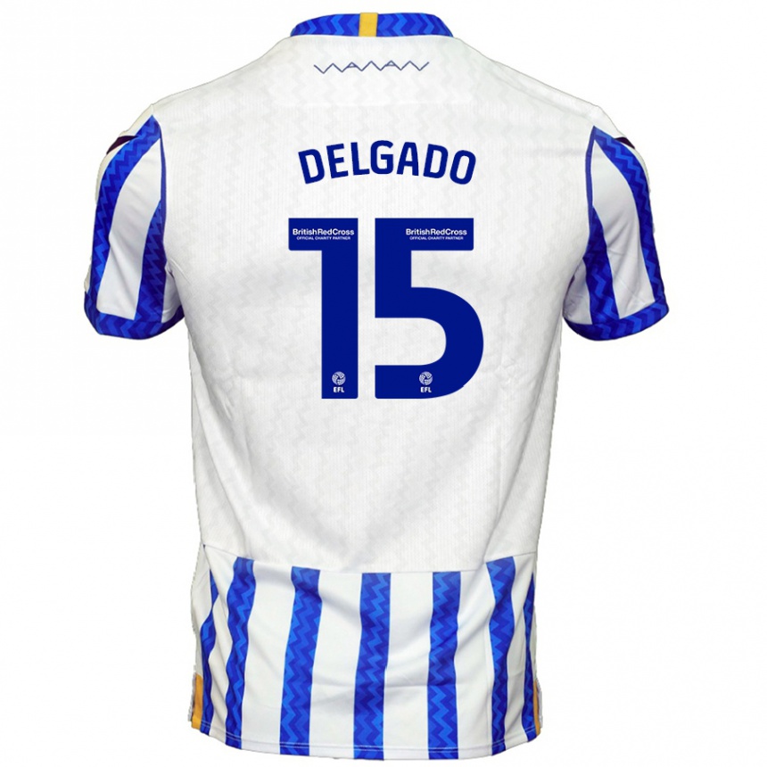 Niño Fútbol Camiseta Juan Delgado #15 Azul Blanco 1ª Equipación 2024/25 Argentina