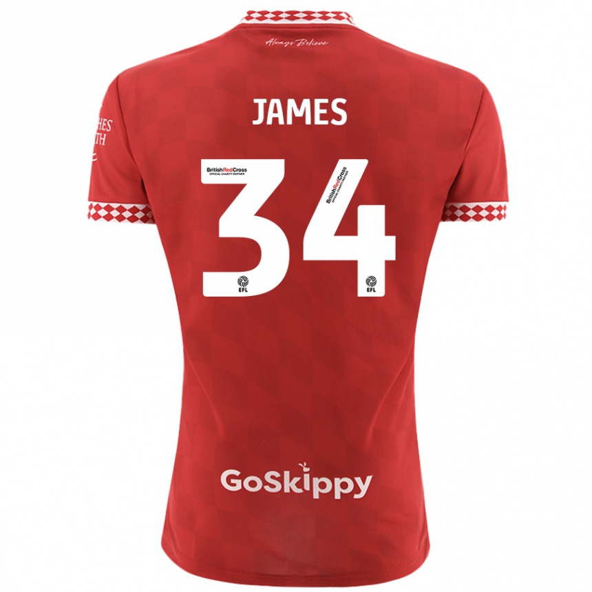 Niño Fútbol Camiseta Joseph James #34 Rojo 1ª Equipación 2024/25 Argentina