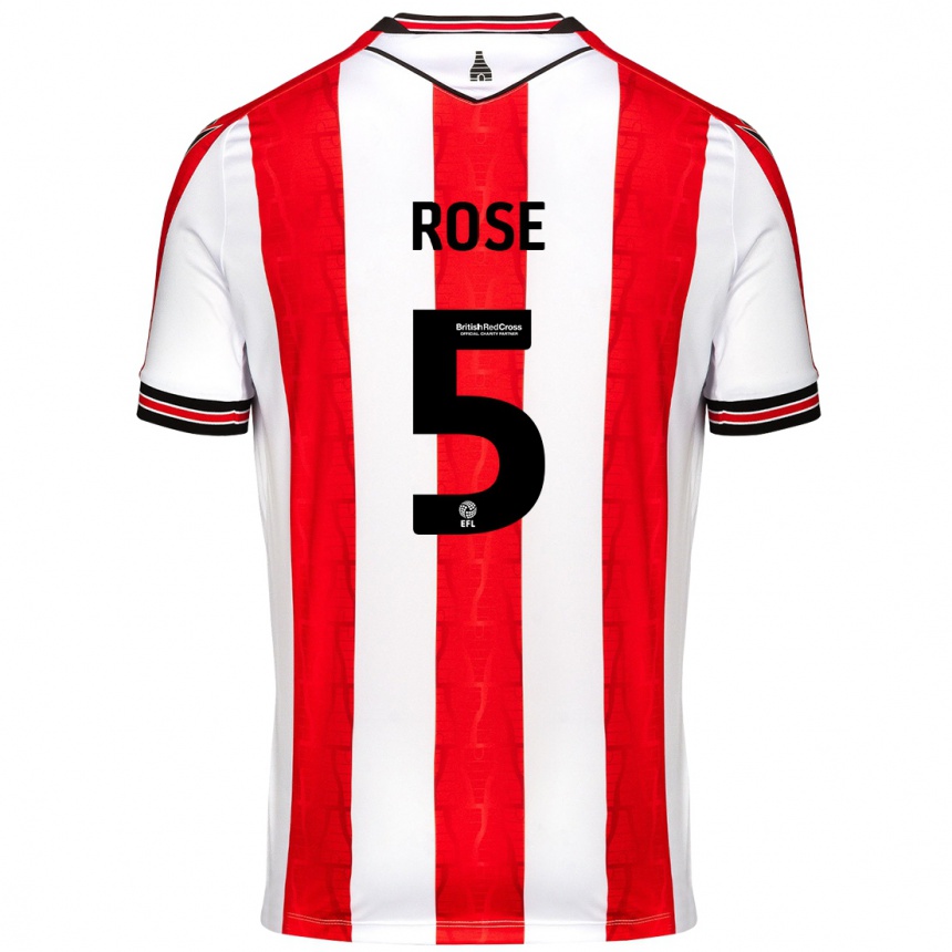 Niño Fútbol Camiseta Michael Rose #5 Rojo Blanco 1ª Equipación 2024/25 Argentina