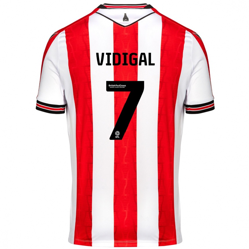 Niño Fútbol Camiseta André Vidigal #7 Rojo Blanco 1ª Equipación 2024/25 Argentina